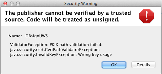 DBSign Error message